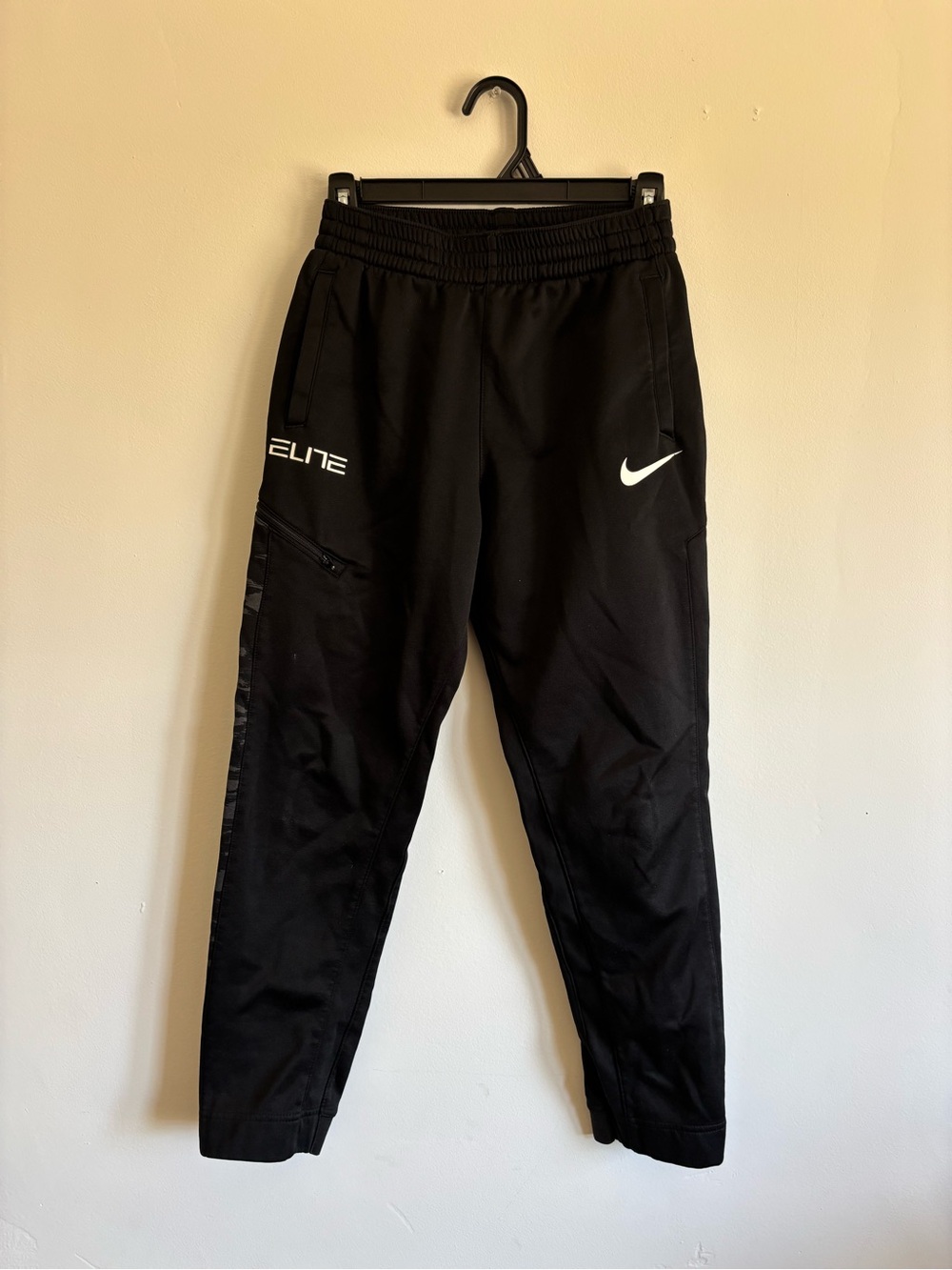 Nike Black Dri-FIT Athletic Pants with White Swoosh Tag